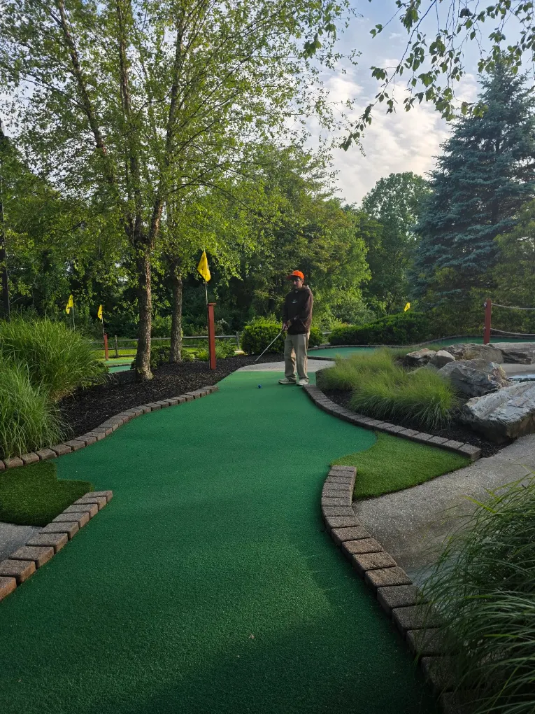 Winding green pathway on the course